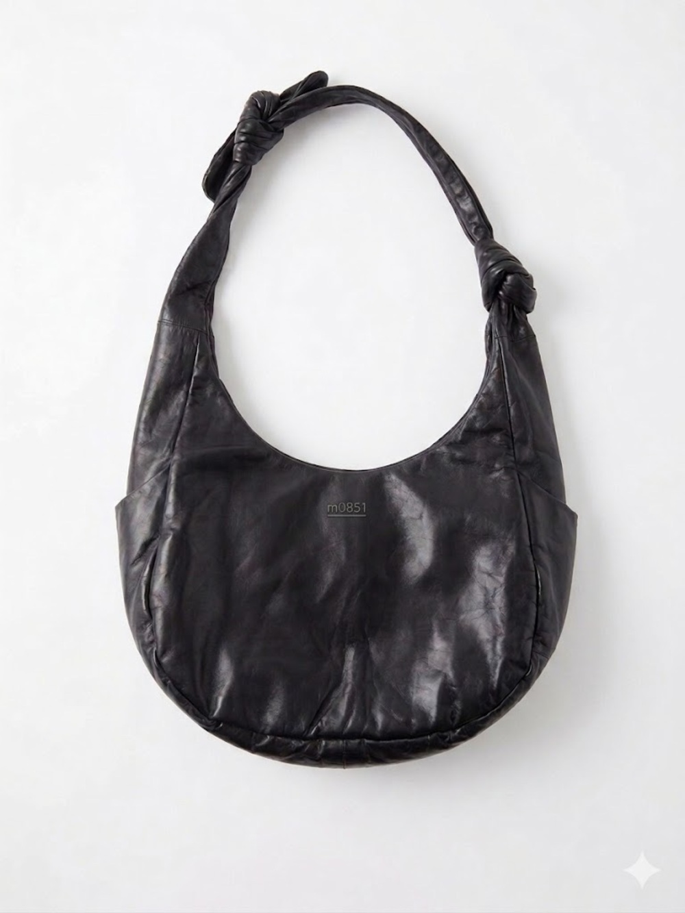 m0851 black leather hobo bag made in Canada